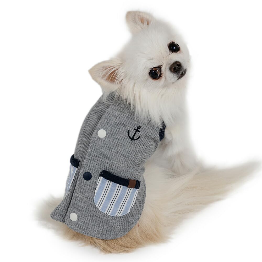 Amazon | ペットパラダイス 犬 服 春 リバーシブル 背中開き 錨 刺繍